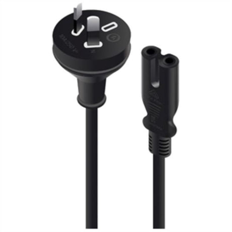 ALOGIC 2M power extension cable with Australian 2 pin plug and IEC C7 connection for reliable device connectivity.