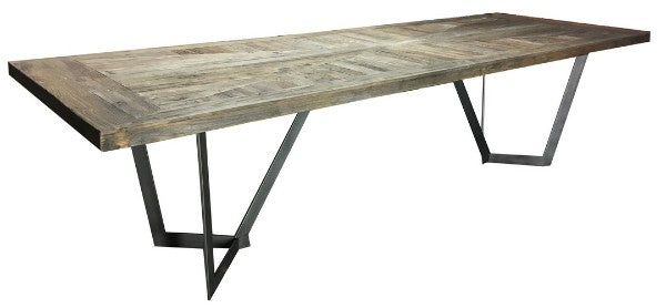 Plymouth Dining Table, 2.2m, made of recycled elm and iron, combining rustic charm with modern design for memorable meals.