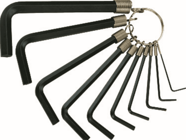 Teng 10 Piece Hex Key Set in black chrome vanadium steel with 10 sizes, ideal for DIY and professional use.