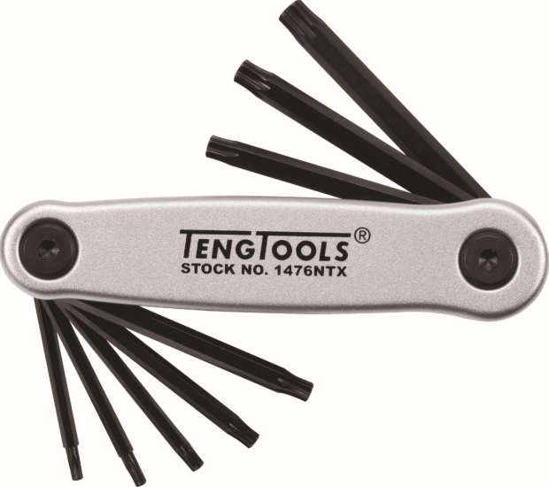 Teng 8 Piece Torx Key Set in a color-coded case, featuring sizes T9-T40 for efficient fastening tasks.