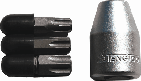 Teng 4 Piece 1/2" Dr. Torx Bit Set includes a bit socket and TX45, TX50, TX55 bits for precise fastening in various projects.