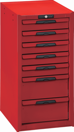 Teng 7 Drawer Side Cabinet for Roll Cabs, lockable tool storage with seven organizational drawers, dimensions 795mm height, 382mm width.