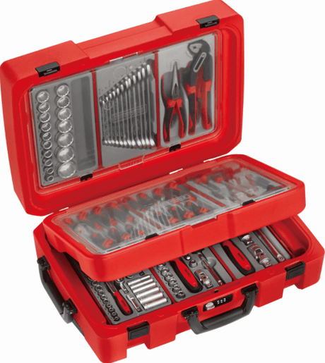 Teng 232pc Mobile Service Tool Kit with organized compartments, featuring essential tools for technicians and DIYers.