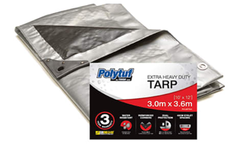 Polytuf Heavy Duty Silver and Black Tarpaulin 3.0 x 3.6m