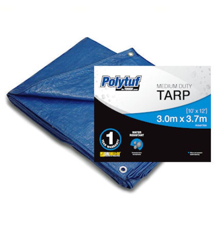 Medium Duty Tarpulins - 3m x 3.7m (Blue)