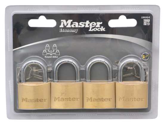 Masterlock Brass Padlock 1902Q 40mm 4 Pack-40mm-4-Pack