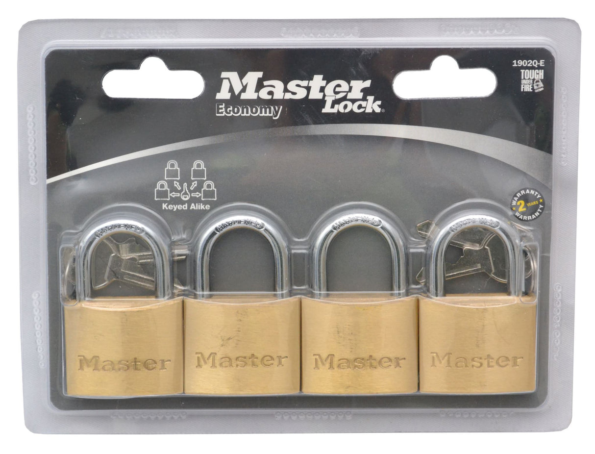 Master Lock 1902QAU Brass Economy Padlock 40mm Keyed Alike (Pack of 4)
