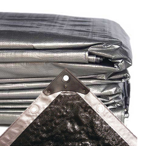 Polytuf Heavy Duty Silver and Black Tarpaulin 9.1 x 9.1m