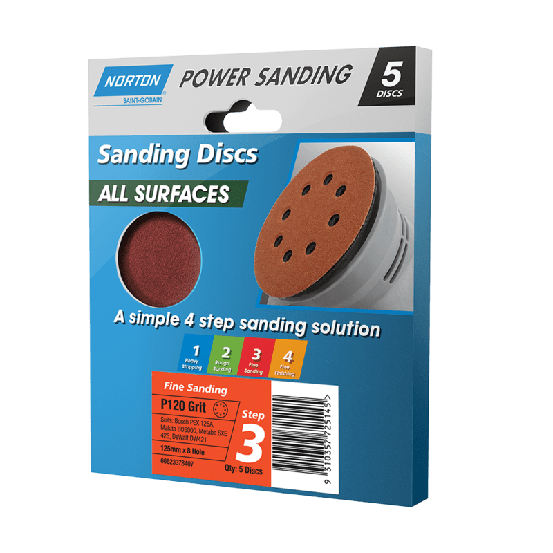 Norton Speed Grip Sanding Discs 125mm P120 125mm Pack of 5 (Pack)