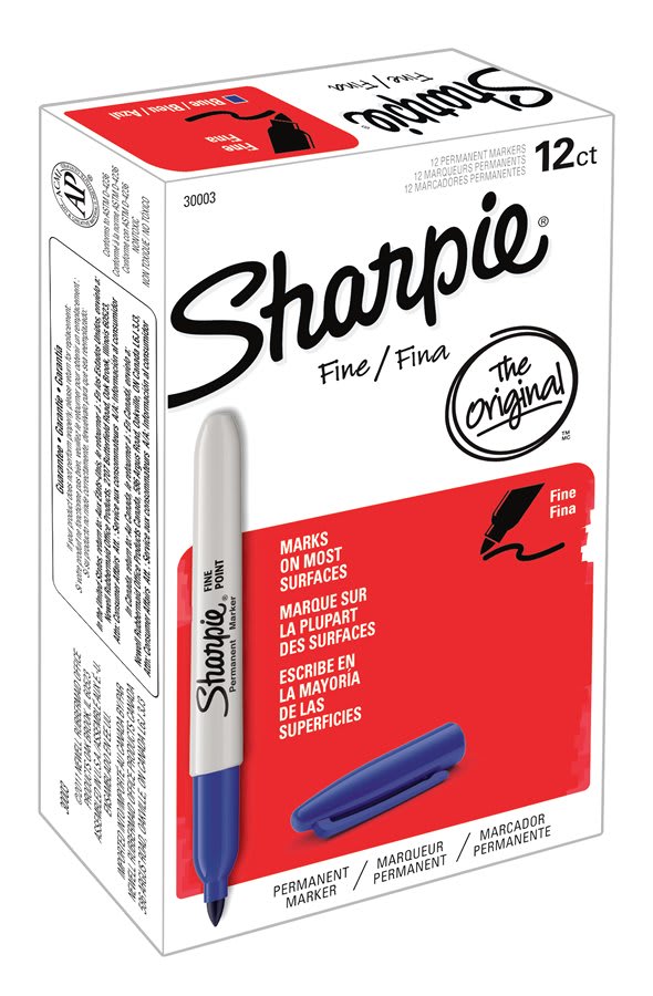 Sharpie Blue Permanent Marker Fine Tip (Box of 12)