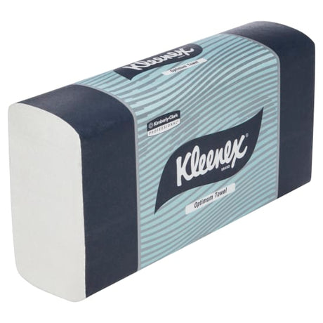 Kleenex 1ply Optimum Paper Towels in a case of 20 packs, ideal for single-sheet hand drying with soft, absorbent luxury feel.