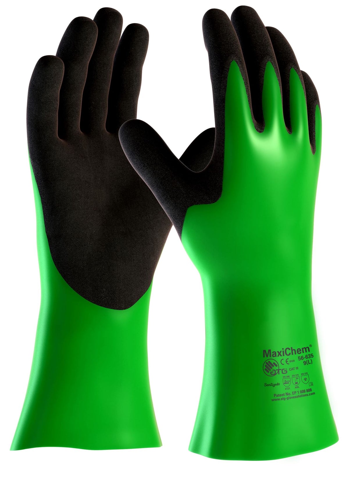 ATG MaxiChem Gloves 56-635 Sizes 9 - 11 (Pair) - Green - 11