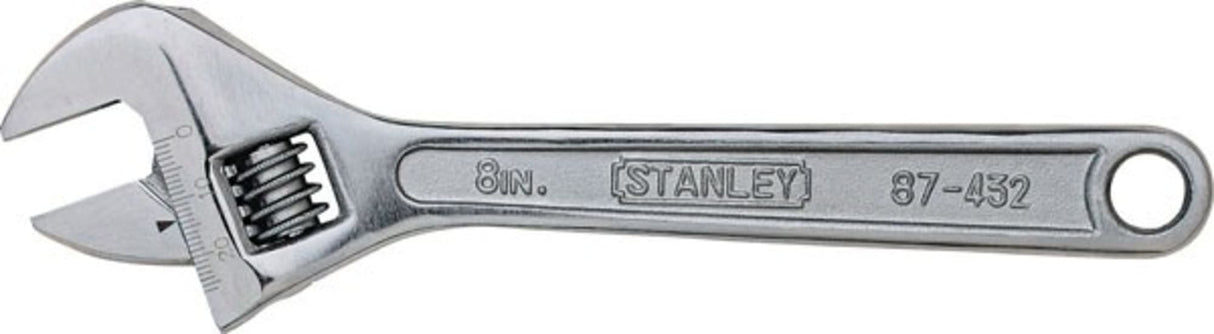 Adjustable wrench with chrome finish, 150mm, forged steel, anti-corrosion, laser-etched scale for precise size selection.