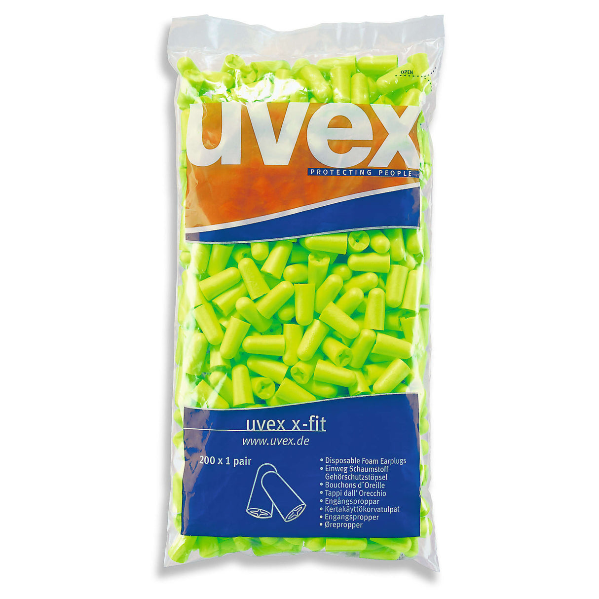uvex X-Fit - Uncorded Earplugs Refill - Class 5 Box of 200 pair - Lime