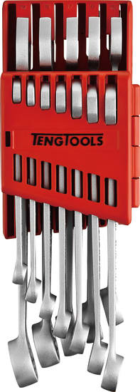 Teng Tools 12pc Anti-Slip Spanner Set in portable case, featuring sizes 8-19mm and chrome vanadium steel for durability.