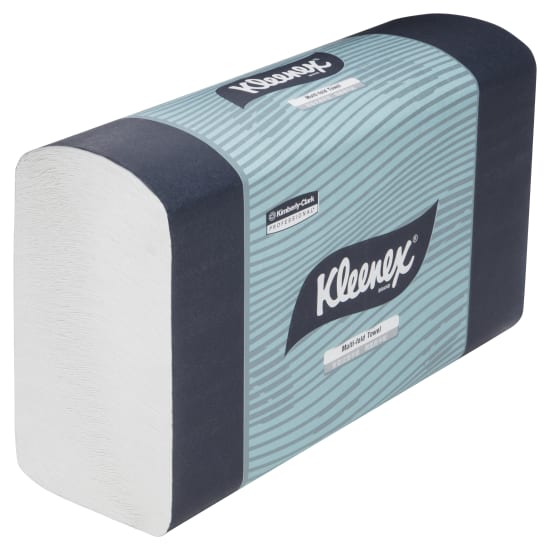 Kleenex 1ply Multifold Paper Towels in a case of 16 packs, featuring 150 sheets each, designed for optimal absorbency and hygiene.