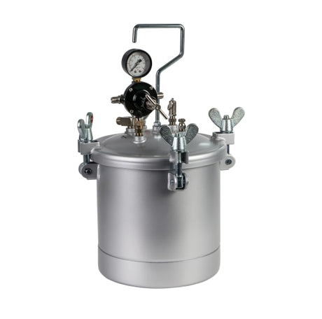 IWATA 2 Spray Pressure Pot 10L, lightweight 8.5kg, durable fittings, ideal for efficient fluid transfer in large-scale projects.