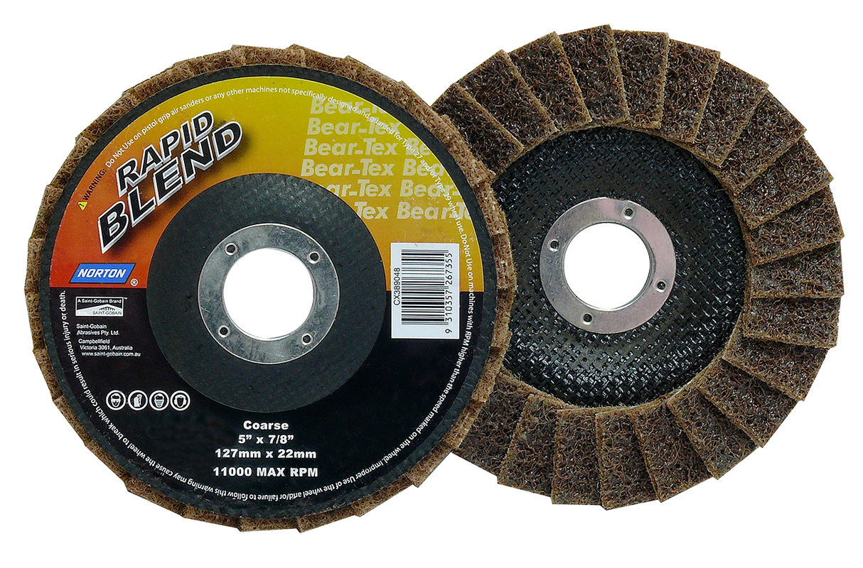 Norton Rapid Blend Non-Woven Flat Flap Disc P 125mm (Each)