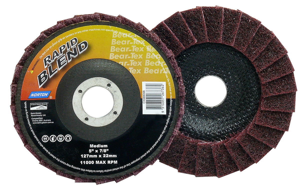Norton Rapid Blend Non-Woven Flat Flap Disc P 125mm (Each)