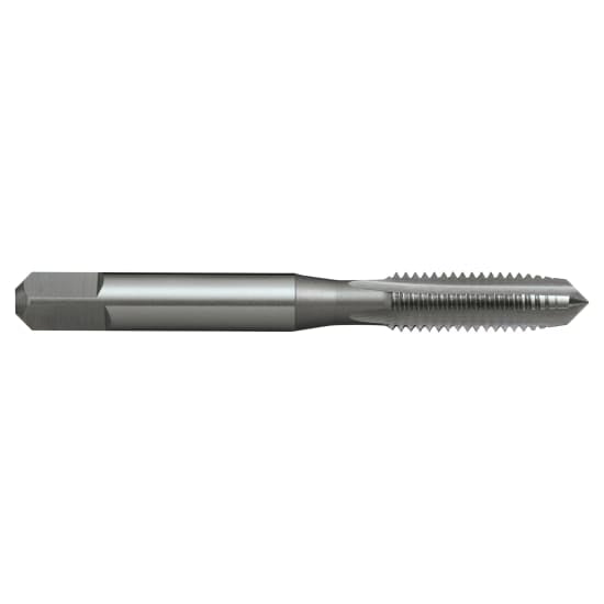 High-speed steel M12 x 1.75 tap with square shank and straight flutes for precise threading in various materials.