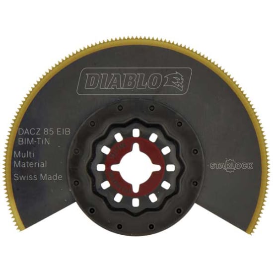 Diablo 85mm Ultimate Segment Blade for precision cuts in various materials, featuring titanium coating and Starlock interface.