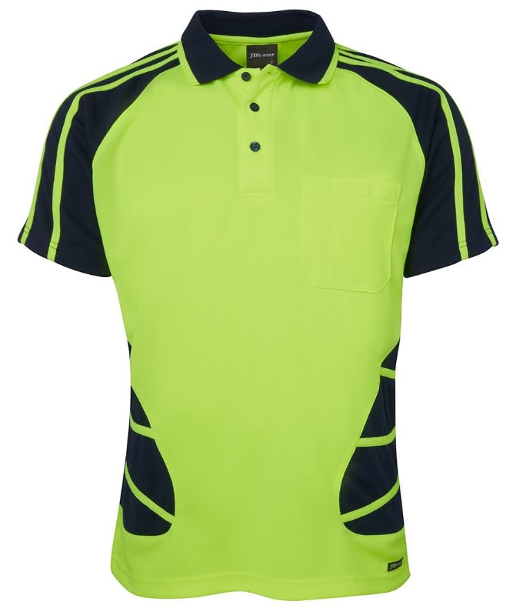 JB's Wear, Day short Sleeve Polo - Lime/Navy (Size: S)