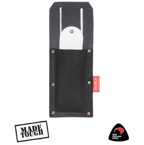 Taurus Leather Chisel Pouch ST301C in heavy-duty leather, featuring a protective liner and belt attachment for easy tool access.