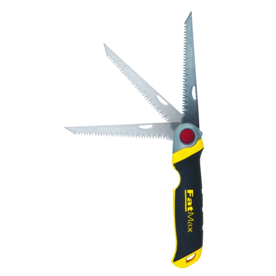 Stanley Fatmax Jab Saw with Comfort Grip features a 6-1/4 inch blade, ergonomic handle, and triple-bevel toothing for efficient cutting.