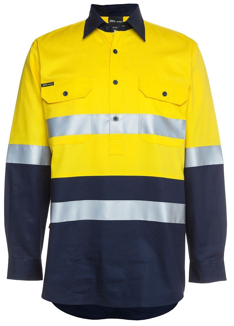 JB's Wear Close Front Shirt - Orange/Navy - 5XL