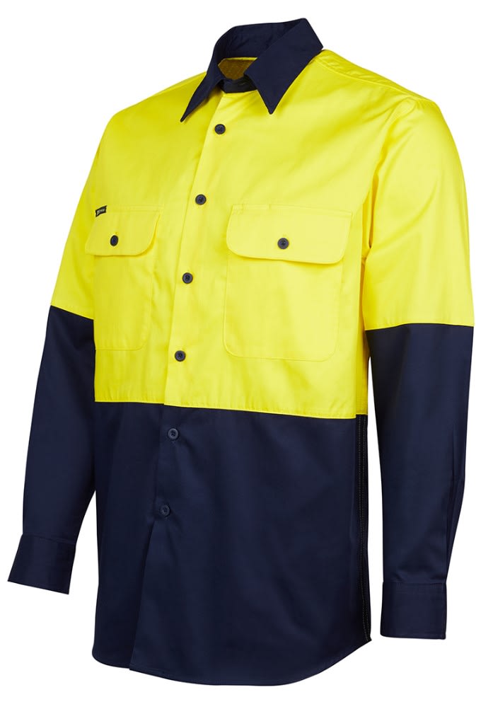 JB's Wear Long Sleeve Shirt - Yellow/Char (Size: L)