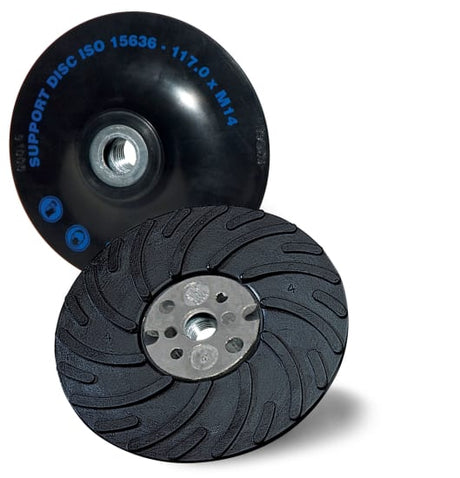 180mm Turbo Fibre Disc Back Up Pad with ribbed design for enhanced cooling and aggressive cutting, compatible with fibre discs.