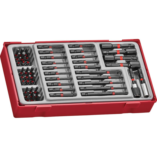 Teng Bits Set Impact - TC-Tray-53 Piece with various bit lengths, accessories, and organized storage for power tool efficiency.