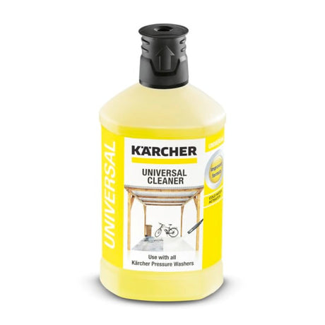 Karcher Universal Cleaner 1L bottle, designed for effective cleaning with Karcher water blasters, removing grease and dirt easily.