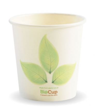 BioPak 63mm Leaf Single Wall Hot BioCup 4oz/120ml 50 (Pack)