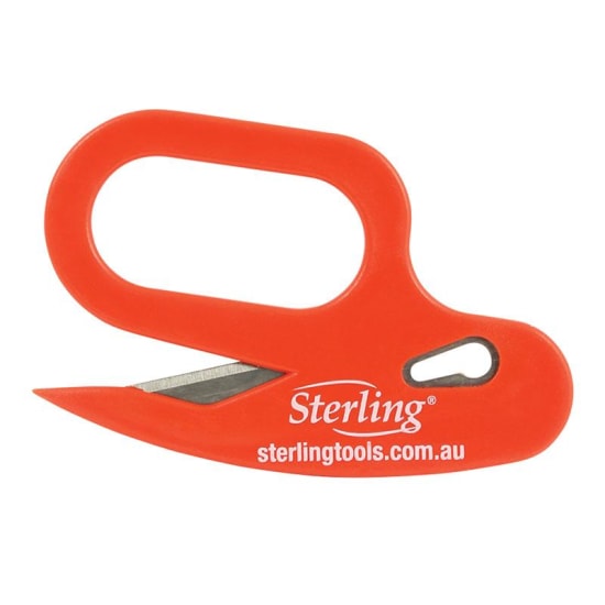 Compact red safety cutter with retractable blade, ideal for safe and easy cutting of packages and tape at home or office.