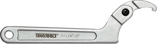 Teng adjustable hook wrench with 32-75mm capacity, chrome vanadium steel, designed for locking nuts, 178mm long.