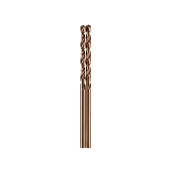 Milwaukee Red Helix Cobalt Drill Bits 2.5mm, featuring a 35° helix for durability and precision in hard metal applications.