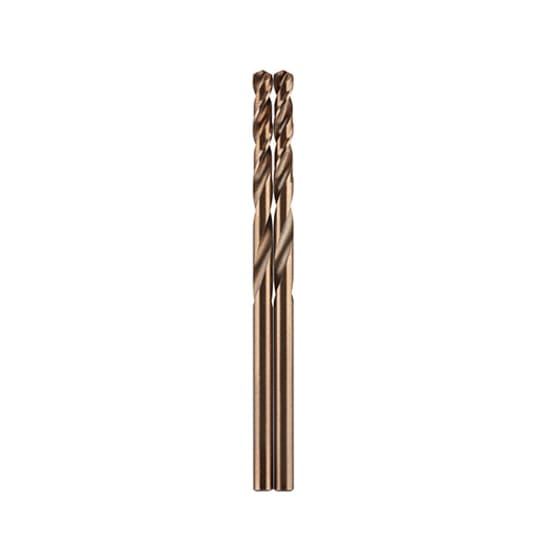 Milwaukee Red Helix Cobalt Drill Bits 2 Pk-3.2mm, featuring 135-degree tip and durable cobalt alloy for precision drilling.