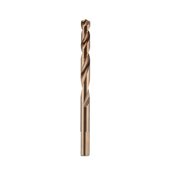 Milwaukee Red Helix Cobalt drill bit 8mm, designed for durability in hard metal, features a 135° tip for precise, accurate drilling.