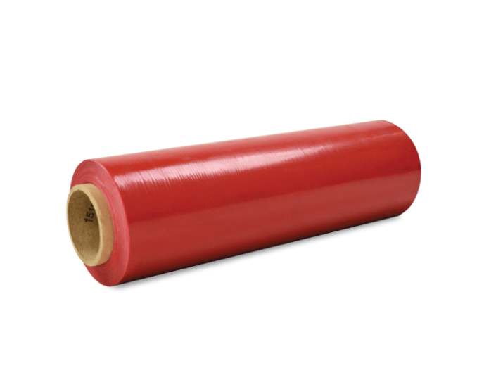 Integrated Hand Stretch Wrap Film Blown Red 25mu-500mm x 300m-Roll