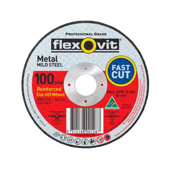 100 x 2.5 x 16mm Cut Off Disc Metal and Mild Steel-Each