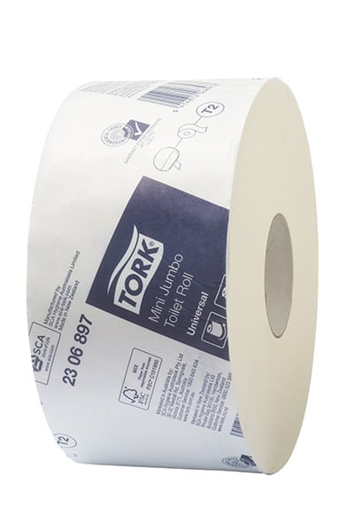 1 Ply Toilet Paper Mini Jumbo Roll 400 Metres (Pack of 12) - Tork