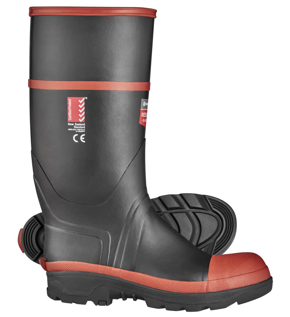 Skellerup Redband Knee Safety Gumboots - Black - 08