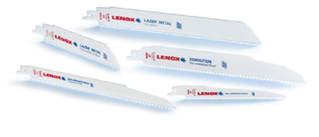 Lenox Reciprocating Saw Blades 2 Pack showcasing bi-metal design and patented tooth technology for long-lasting, flexible cuts.