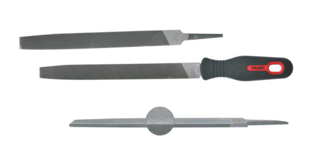 Toledo Flat Bastard file, 250mm, double-cut teeth for efficient material removal, ideal for tight spaces and fine finishing.