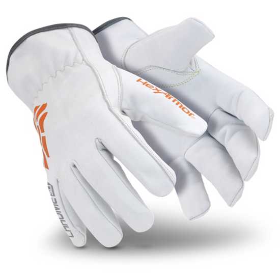 HexArmor+uvex Chrome SLT 4061 Gloves size 10, goatskin palm, A5 cut protection, EN407 certified for thermal hazards.