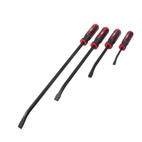Famous Toledo 4-piece pry bar set featuring strike-thru design, slip-resistant handles, and lengths of 200-600mm for versatile use.