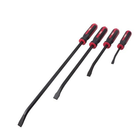 Famous Toledo 4-piece pry bar set featuring strike-thru design, slip-resistant handles, and lengths of 200-600mm for versatile use.