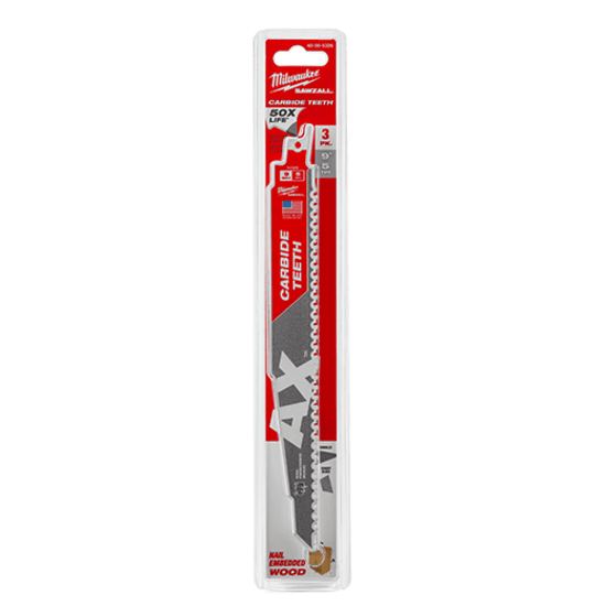 Milwaukee Blade AX Carbide Teeth SAWZALL-230mm-3 Pack