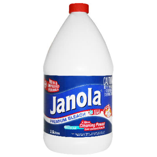 Janola Premium Bleach Regular 2.5L bottle, a hospital-grade disinfectant that kills 99.99% of germs and whitens surfaces.